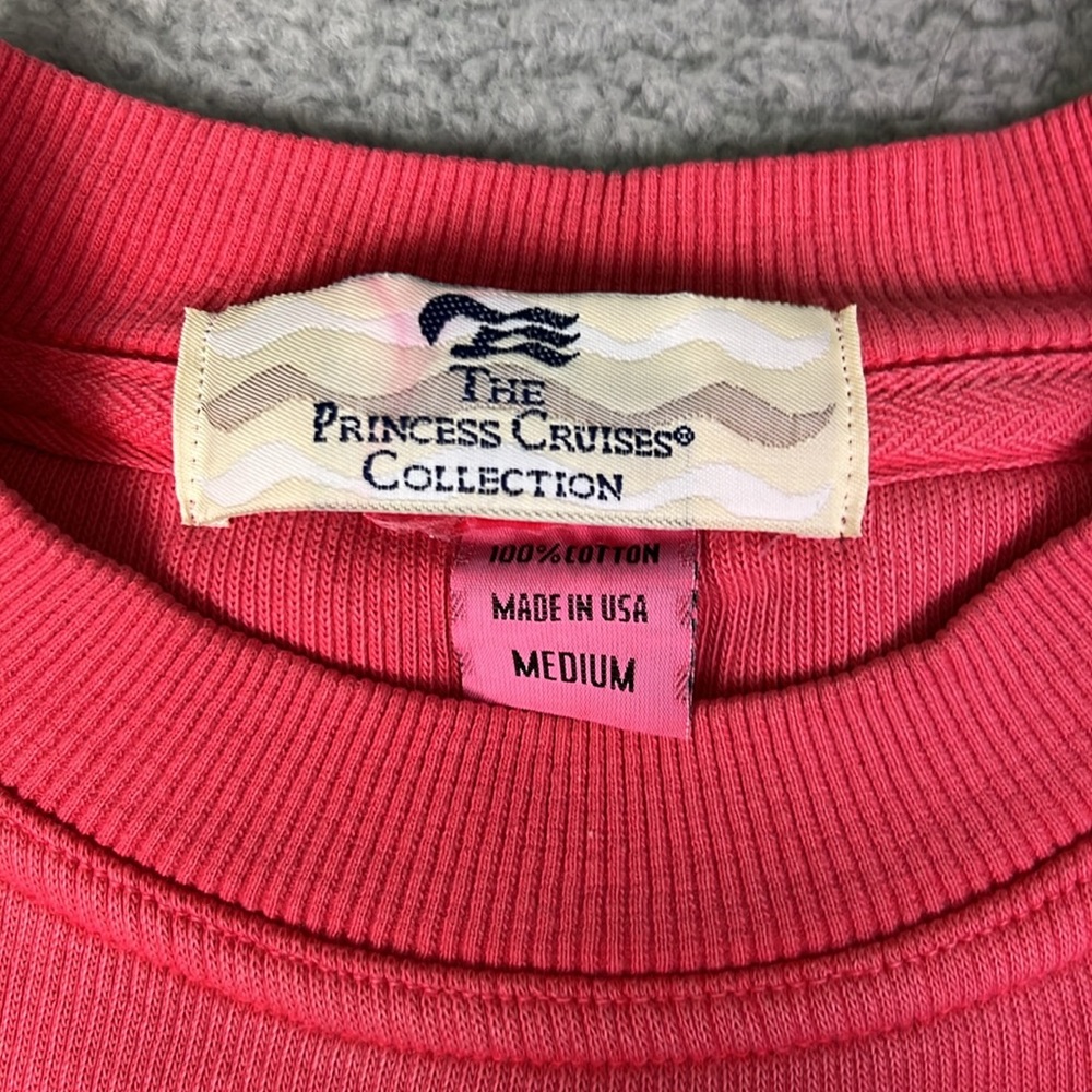 Vintage Caribbean Princess Cruise Pink Embroidered Crewneck Sweater - Picture 3 of 4
